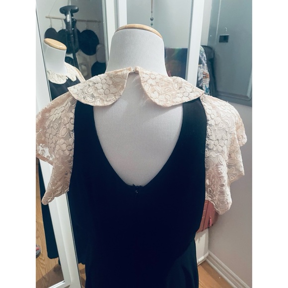 Unique Vintage black and cream dress size Large Medium - Picture 6 of 8